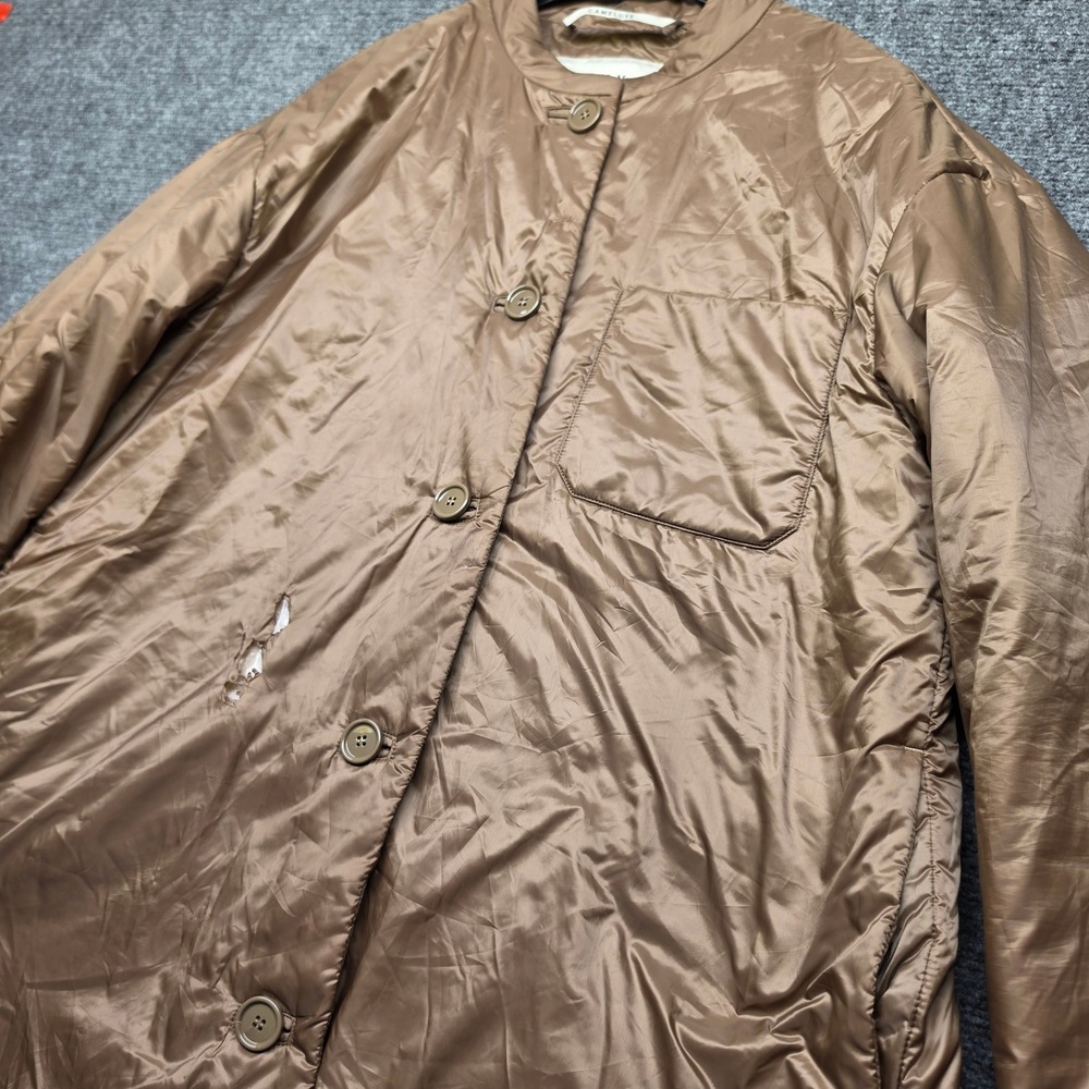 Max Mara The Cube Cameluxe Quilted Jacket Bronze Tan Button Front Sz L/XL